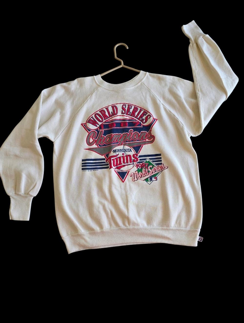 Crewneck Sweatshirt with Red & Blue MN Twins Graphic, Vintage World Series '87